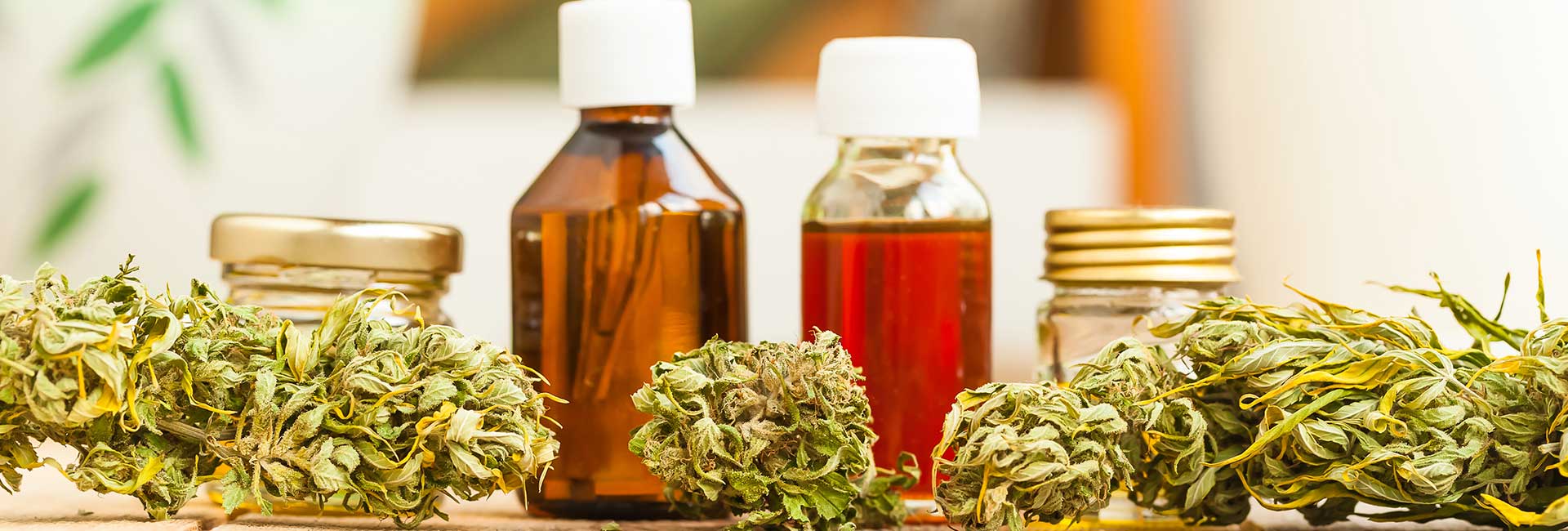 Eine Ansammlung verschiedener Cannabisprodukte