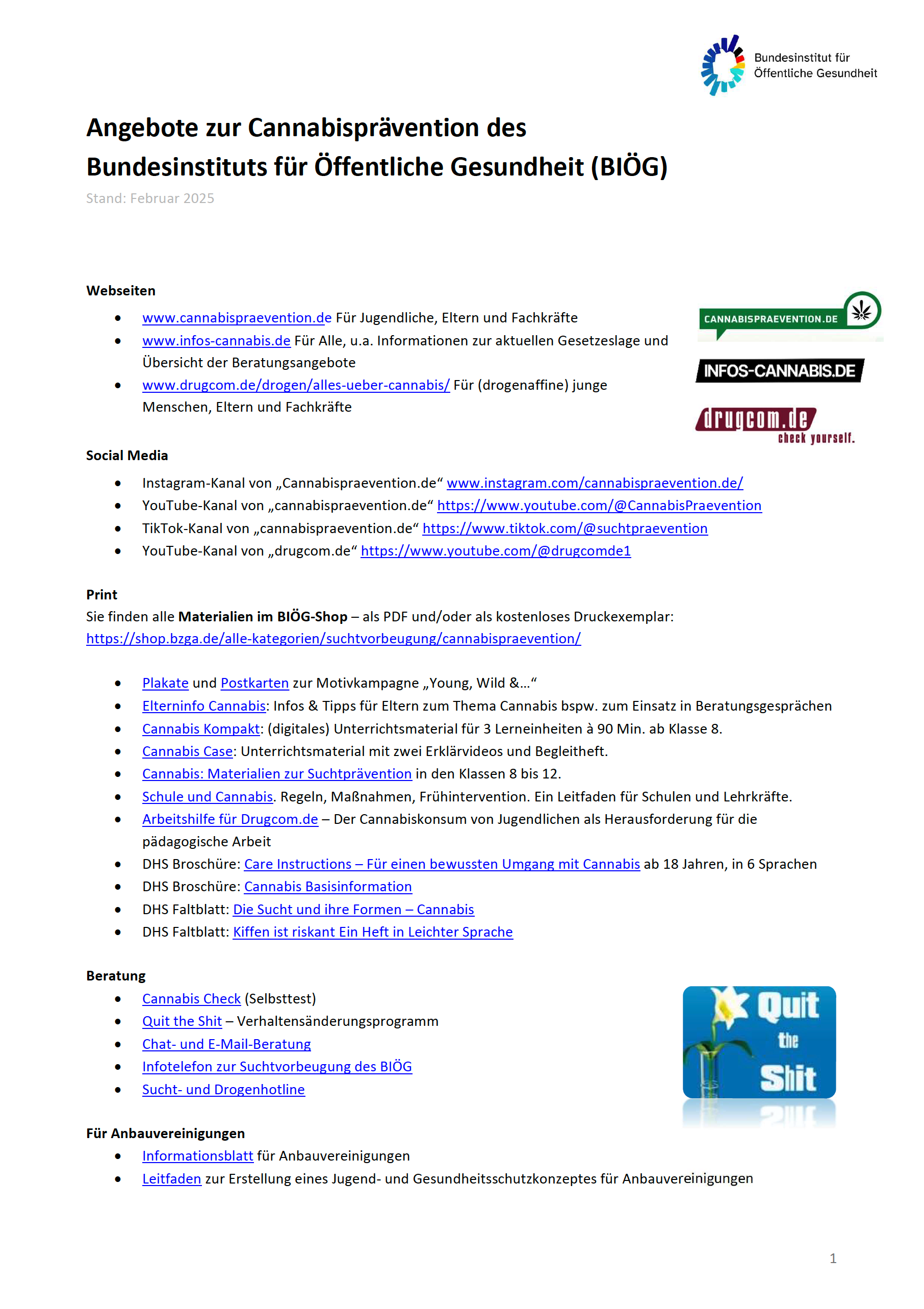 PDF: Angebote zur Cannabisprävention. (BIÖG, 2025)